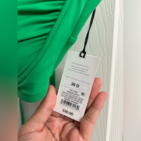 Shade & Shore Swim Light Lift Shirred Cup Bikini Top Size 38D - Picture 5 of 5